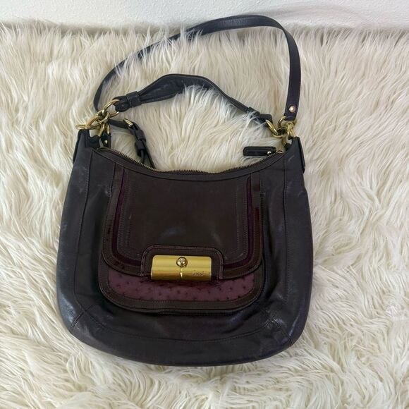 Vintage Coach Kristin Spectator Leather Hobo Shoulder Bag dark purple